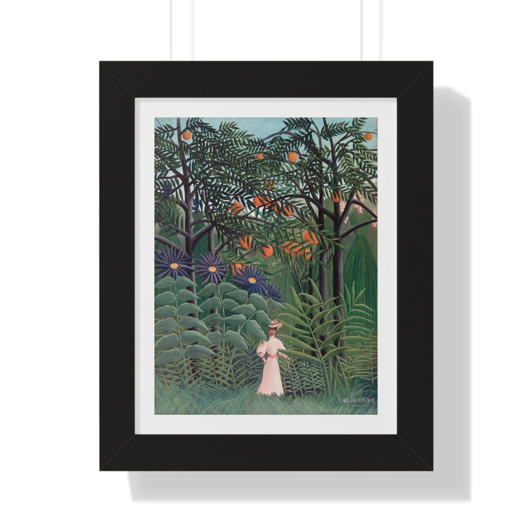 Woman Walking in an Exotic Forest by Henri Rousseau - Framed Print - Zapista