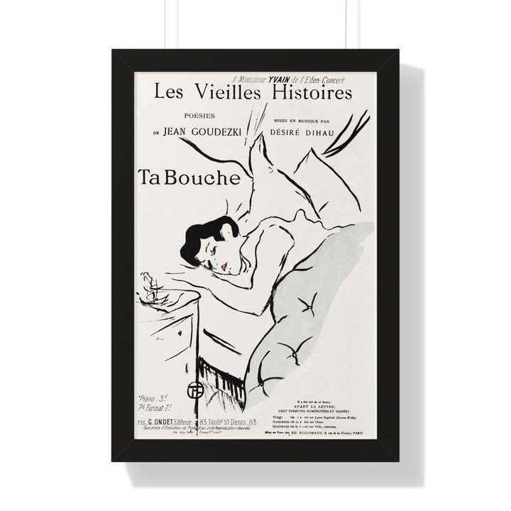 Les Vieilles histoires: Ta Bouche by Henri de Toulouse–Lautrec - Framed Print - Zapista