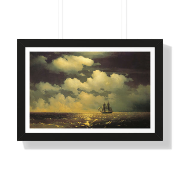 Meeting of the Brig Mercury with the Russian Squadron After the Defeat of Two Turkish Battleships by Ivan Aivazovsky - Framed Print - Zapista