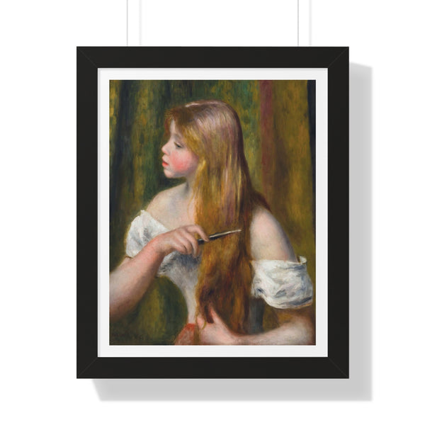 Jeune fille se peignant (La Toilette) by Pierre-Auguste Renoir - Framed Print - Zapista