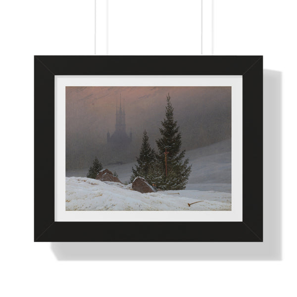 Winter Landscape with Church by Caspar David Friedrich - Framed Print - Zapista