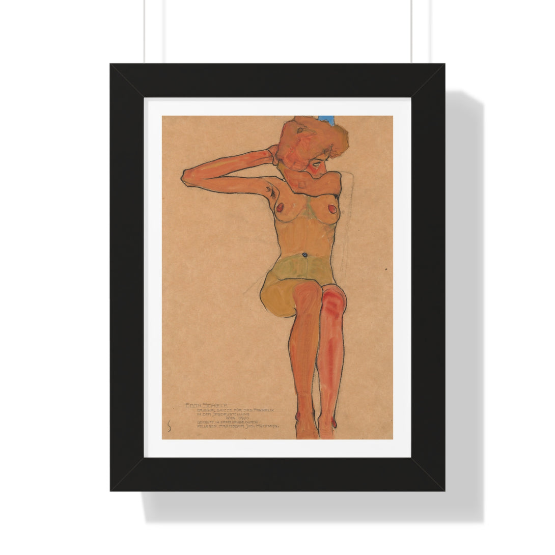 Madchenakt (Gertrude) by Egon Schiele - Framed Print - Zapista