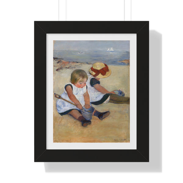 Children Playing on the Beach by Mary Cassatt - Framed Print - Zapista