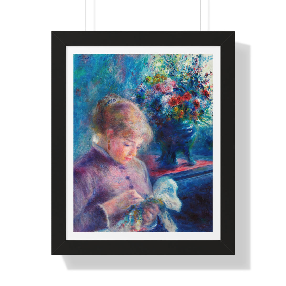 Young Woman Sewing by Pierre-Auguste Renoir - Framed Print - Zapista