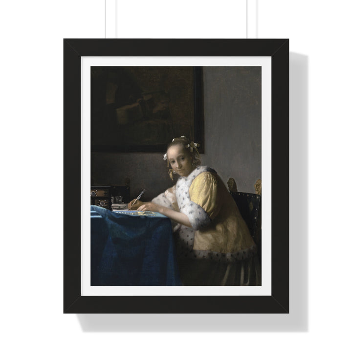 A Lady Writing by Johannes Vermeer - Framed Print - Zapista