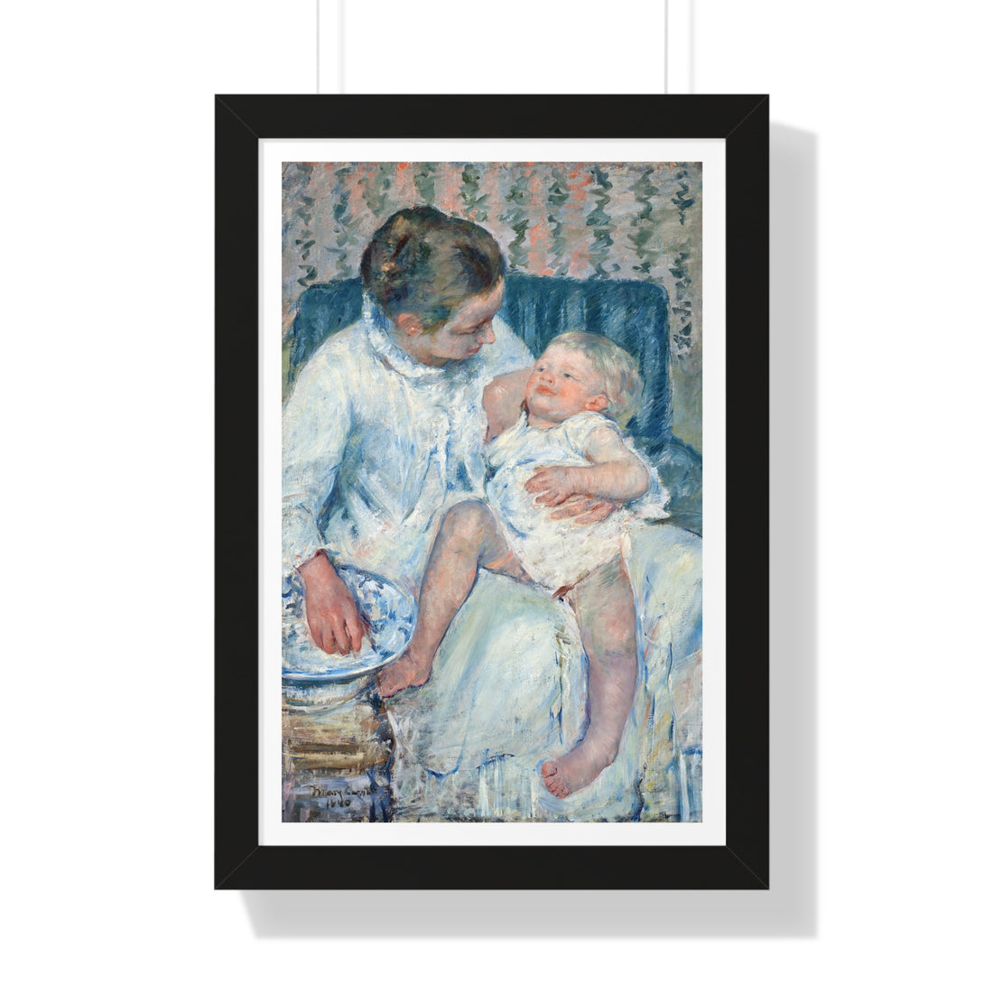 Mother About to Wash Her Sleepy Child by Mary Cassatt - Framed Print - Zapista