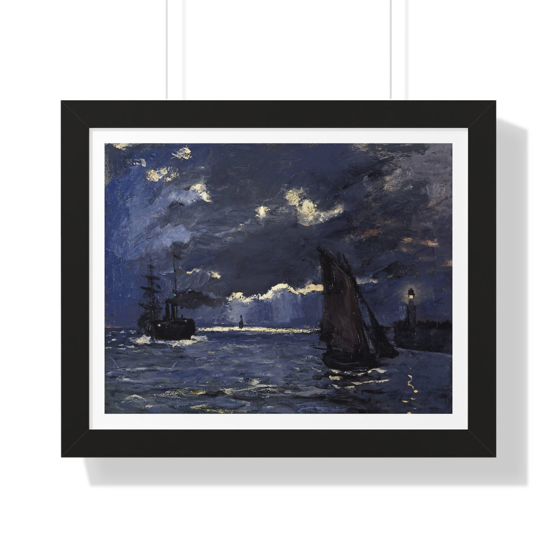 A Seascape, Shipping by Moonlight by Claude Monet - Framed Print - Zapista