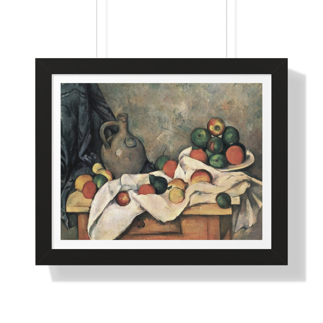 Curtain, Jug and Fruit Bowl (Rideau, Cruchon et Compotier) by Paul Cézanne - Framed Print - Zapista