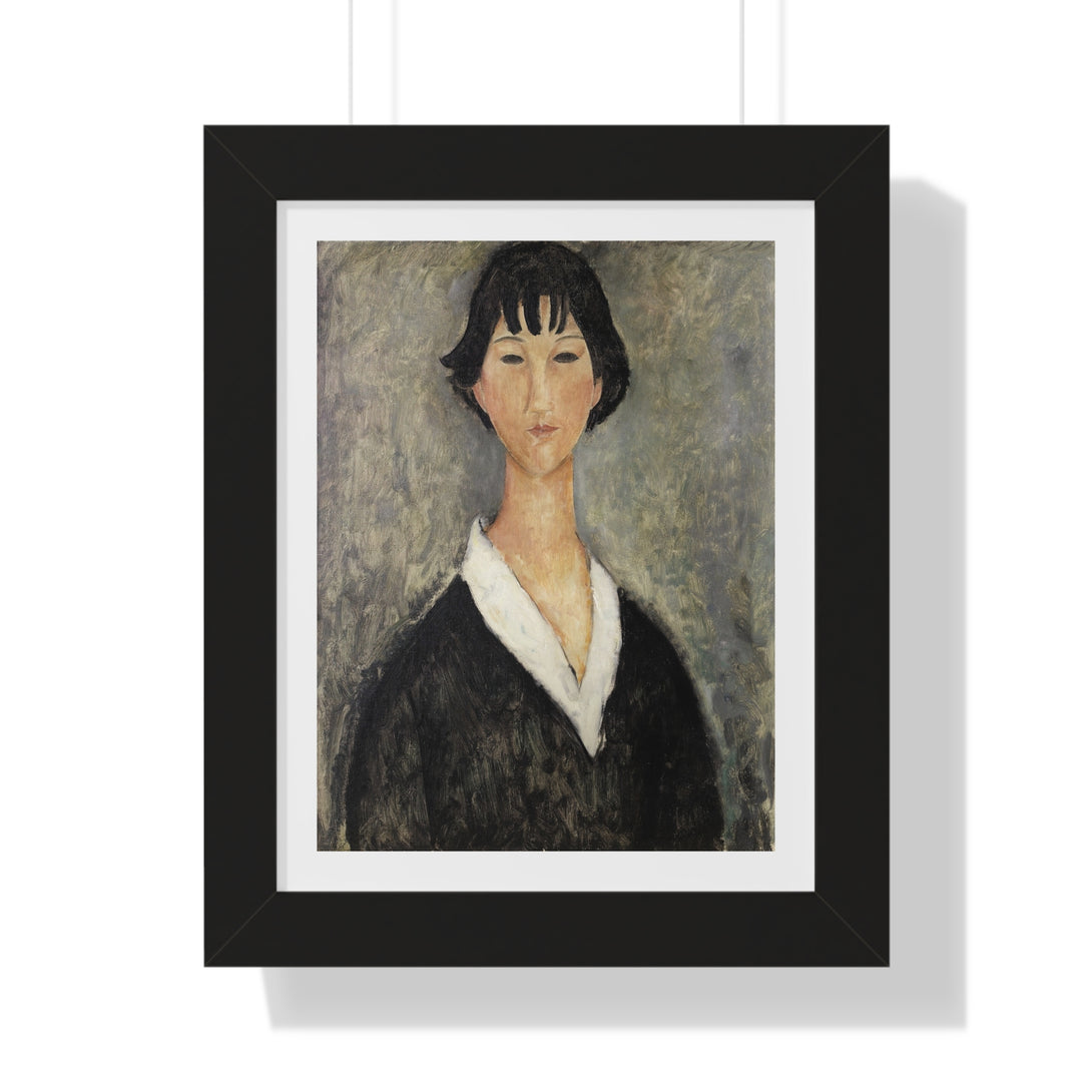 Jeune Fille Aux Cheveux Noirs by Amedeo Modigliani - Framed Print - Zapista