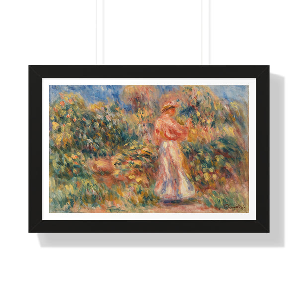 Landscape with Woman in Pink and White by Pierre-Auguste Renoir - Framed Print - Zapista