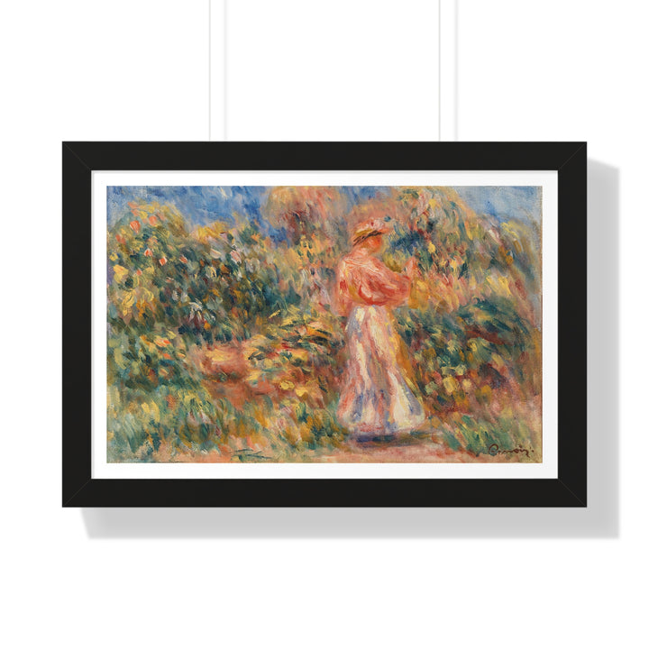 Landscape with Woman in Pink and White by Pierre-Auguste Renoir - Framed Print - Zapista