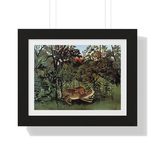 The Hungry Lion Throws Itself on the Antelope by Henri Rousseau - Framed Print - Zapista