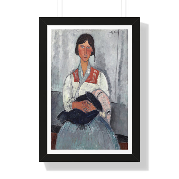 Gypsy Woman with Baby by Amedeo Modigliani - Framed Print - Zapista