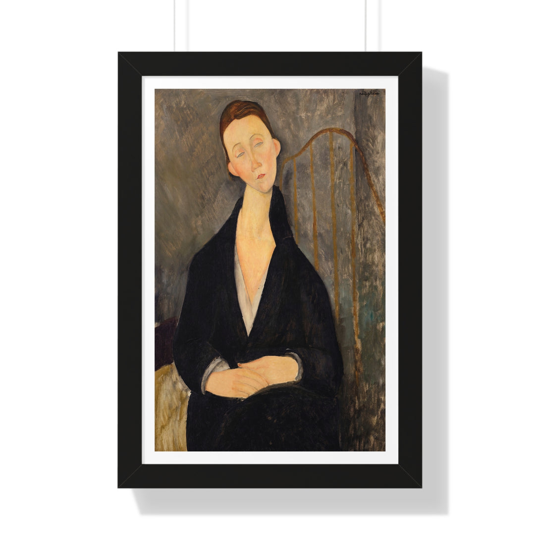 Lunia Czechowska (à la robe noire) by Amedeo Modigliani - Framed Print - Zapista