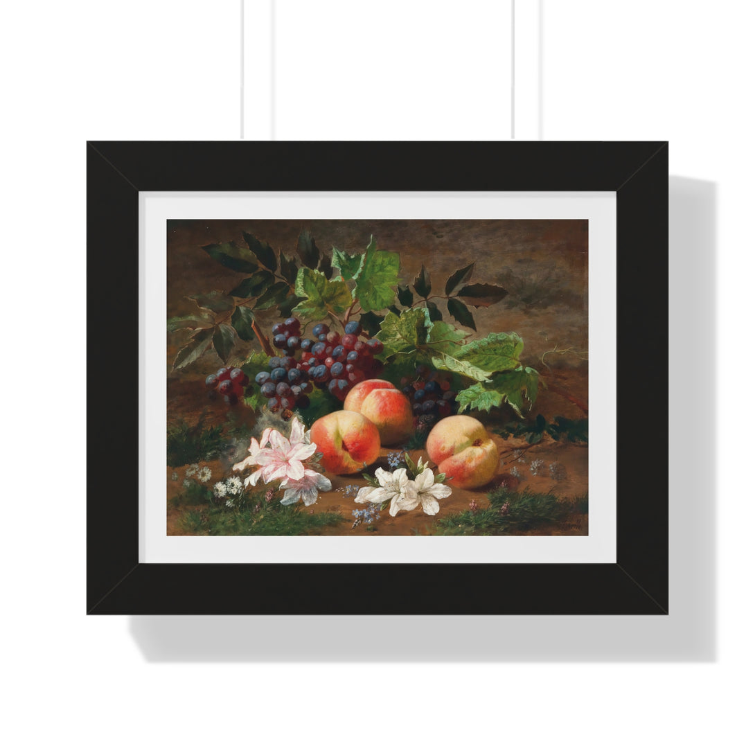 A Forest Still Life with Peach and Grapes by Henri Rousseau - Framed Print - Zapista