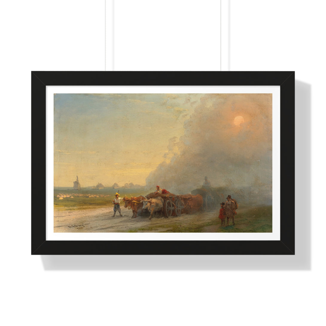 Ox-Carts In The Ukrainian Steppe by Ivan Aivazovsky - Framed Print - Zapista