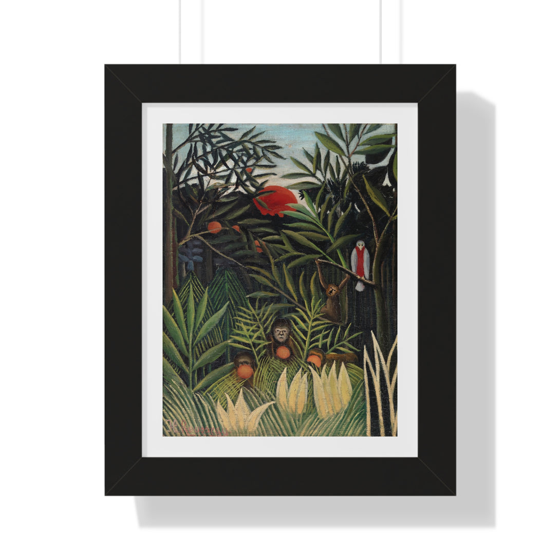 Monkeys and Parrot in the Virgin Forest by Henri Rousseau - Framed Print - Zapista