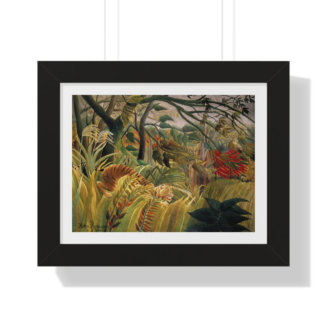 Tiger in a Tropical Storm (Surprised!) by Henri Rousseau - Framed Print - Zapista