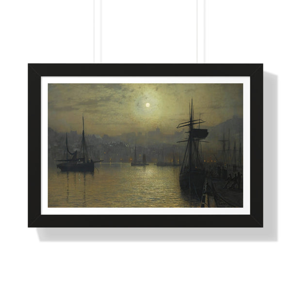 Old Scarborough, Full Moon, High Water by John Atkinson Grimshaw - Framed Print - Zapista