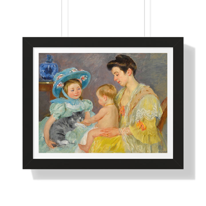 Children Playing with a Cat by Mary Cassatt - Framed Print - Zapista