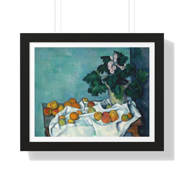 Still Life with Apples and a Pot of Primroses by Paul Cézanne - Framed Print - Zapista