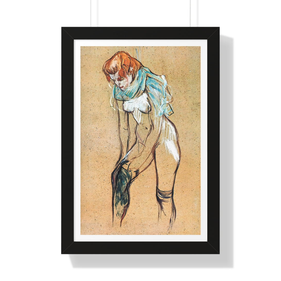 Femme qui tire son bas (Woman pulling her stockings) by Henri de Toulouse-Lautrec - Framed Print - Zapista