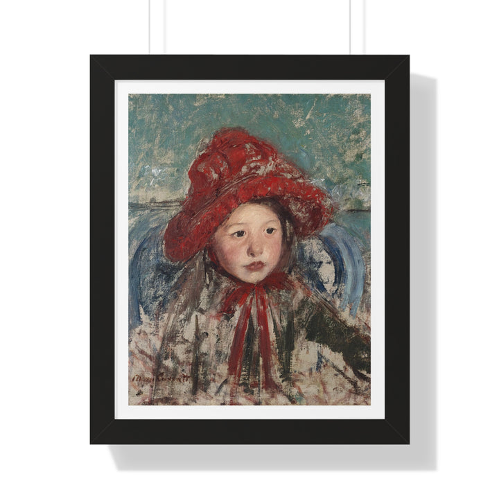 Little Girl in a Large Red Hat by Mary Cassatt - Framed Print - Zapista