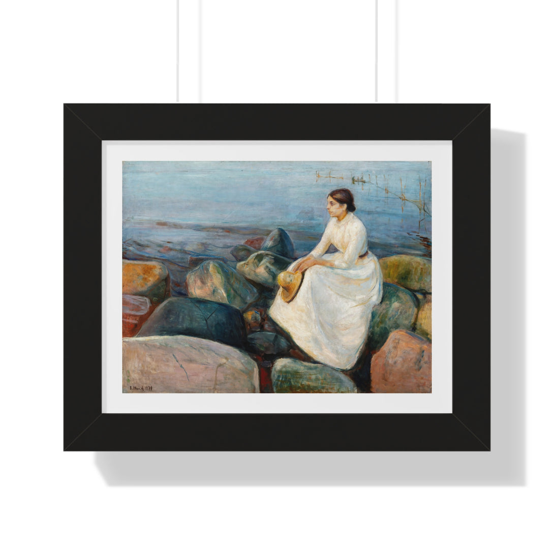 Summer night, Inger on the beach by Edvard Munch - Framed Print - Zapista