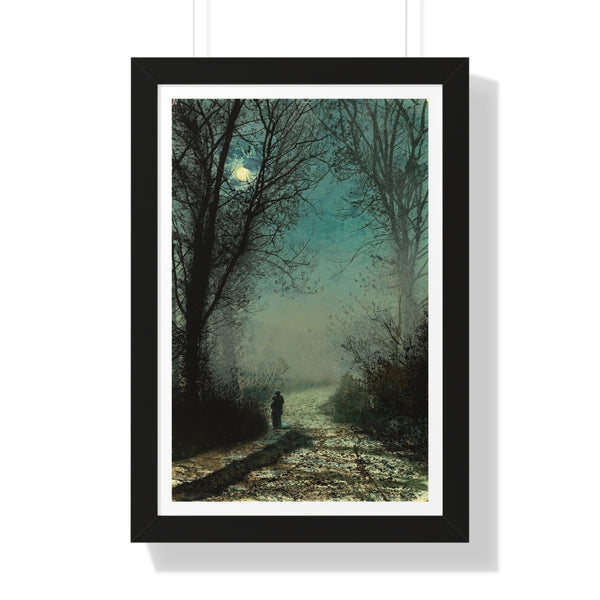 Lovers on a Moonlit Lane by John Atkinson Grimshaw - Framed Print - Zapista