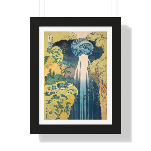 The Amida Falls in the Far Reaches of the Kisokaido Road by Katsushika Hokusai - Framed Print - Zapista