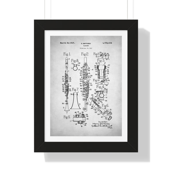 Clarinet Patent - Framed Print