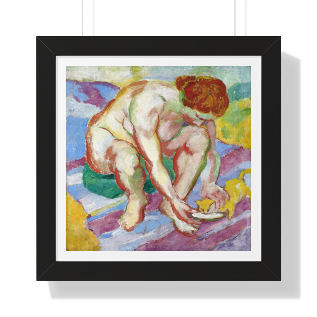 Nude with a Cat by Franz Marc - Framed Print - Zapista