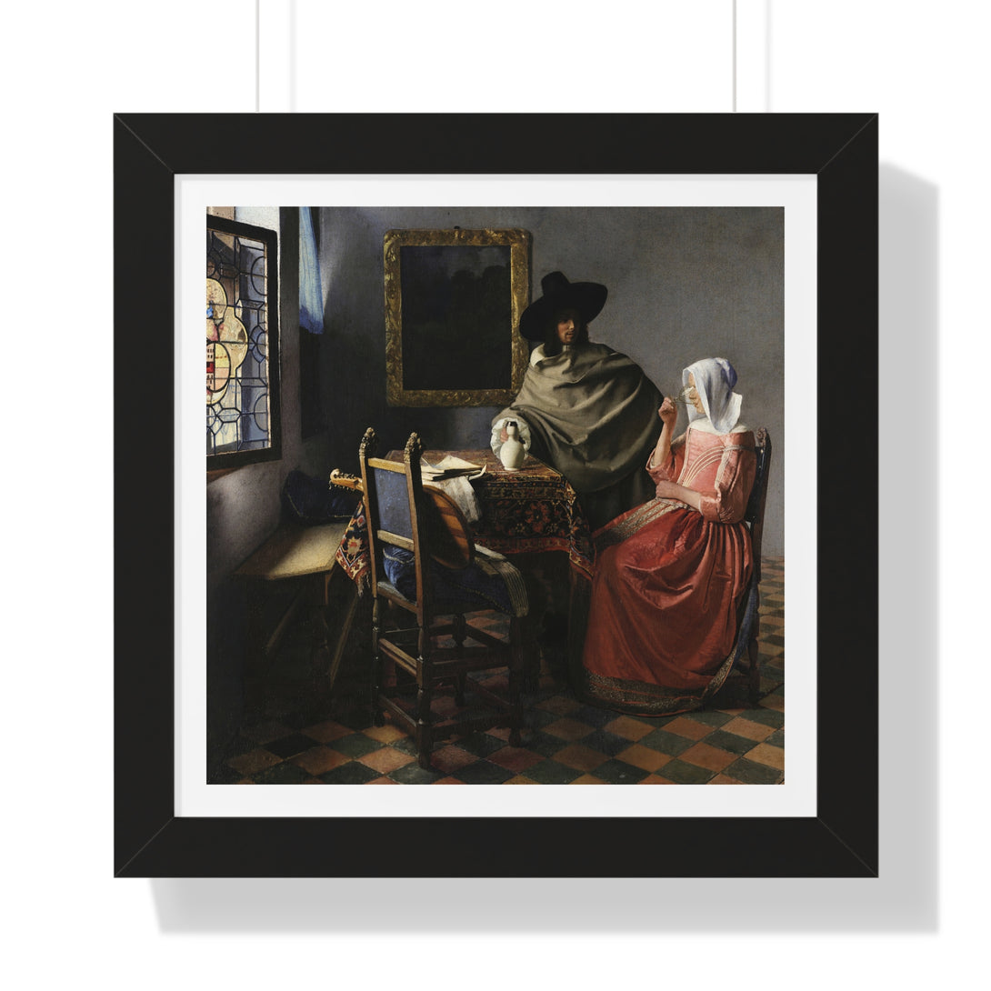 The Wine Glass by Johannes Vermeer - Framed Print - Zapista