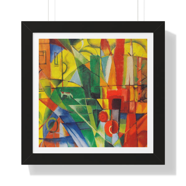 Landschaft mit Haus, Hund und Rind by Franz Marc - Framed Print - Zapista