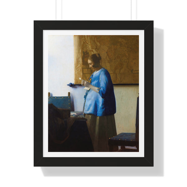 Woman Reading a Letter by Johannes Vermeer - Framed Print - Zapista