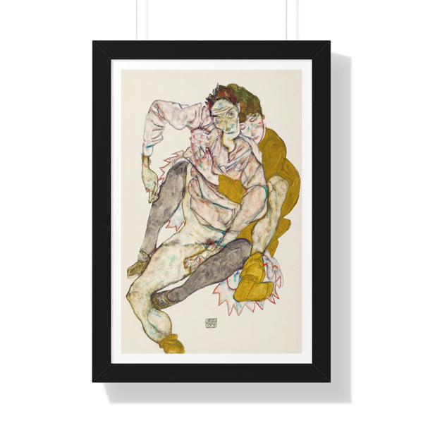 Seated Couple (Egon and Edith Schiele) by Egon Schiele - Framed Print - Zapista