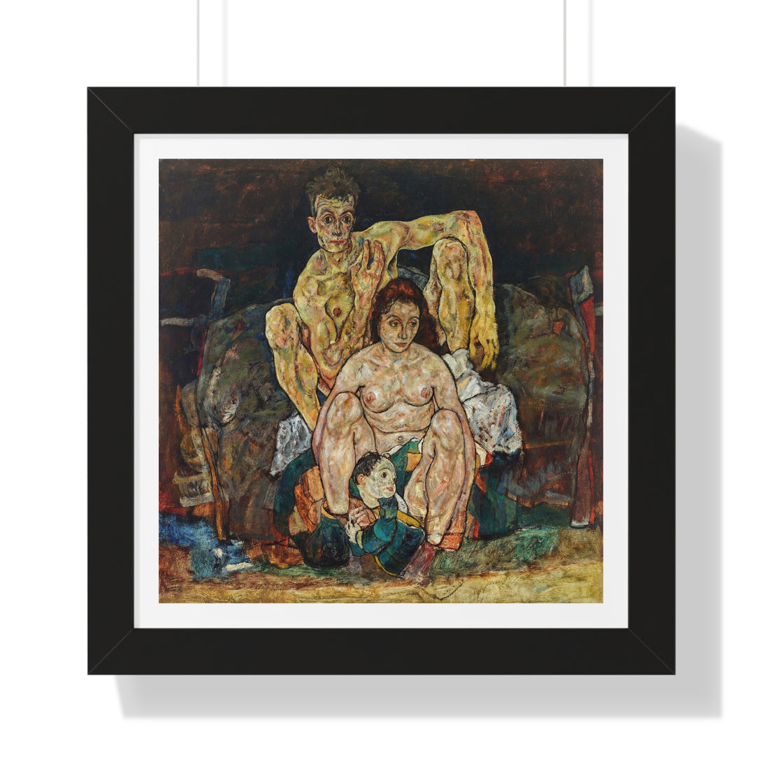 Kauerndes Menschenpaar (Die Familie) by Egon Schiele - Framed Print - Zapista