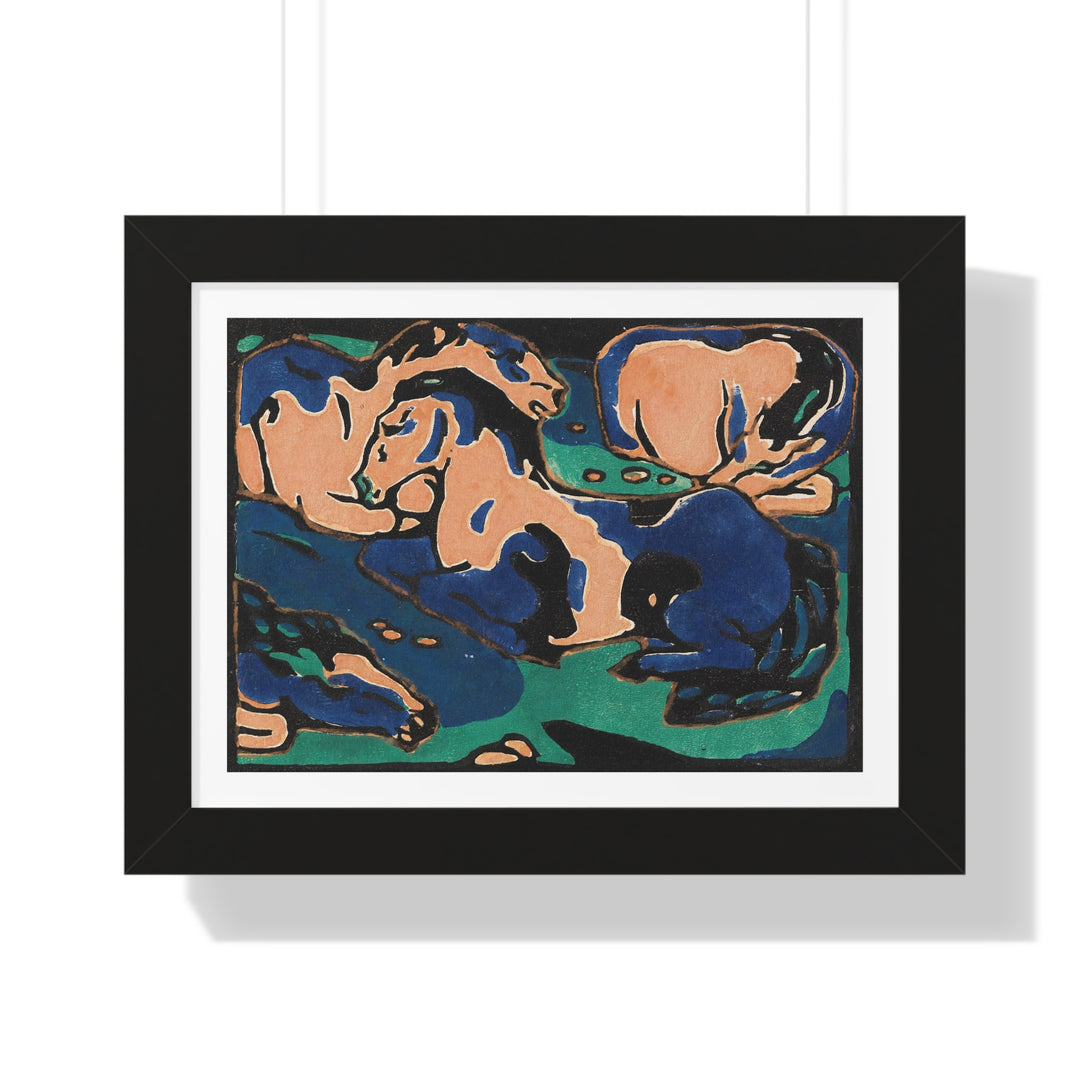 Ruhende Pferde by Franz Marc - Framed Print - Zapista