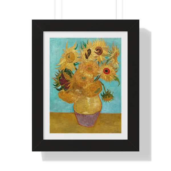 Vase with Twelve Sunflowers - Framed Print