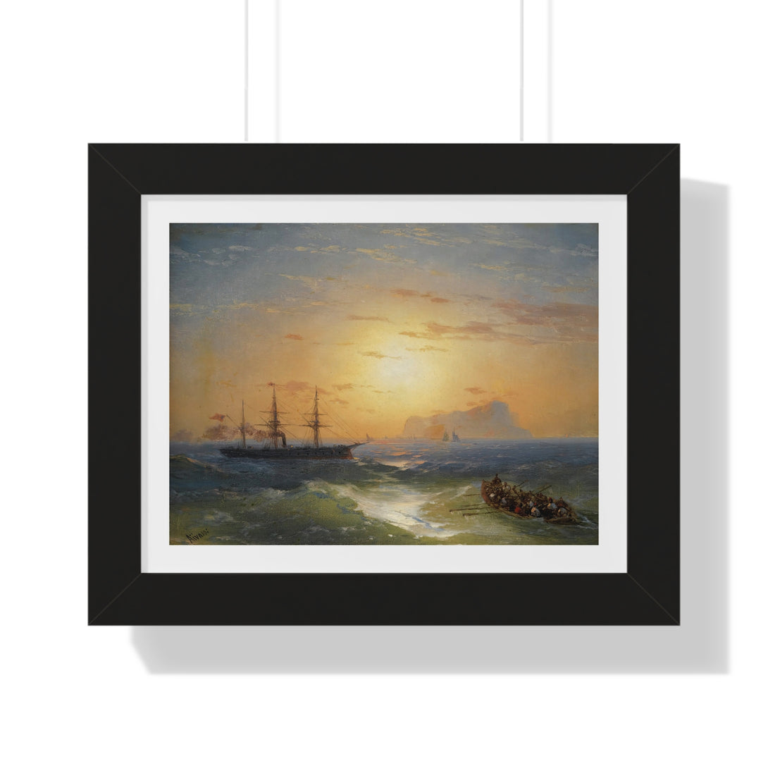 Shipping Off Ischia by Ivan Aivazovsky - Framed Print - Zapista