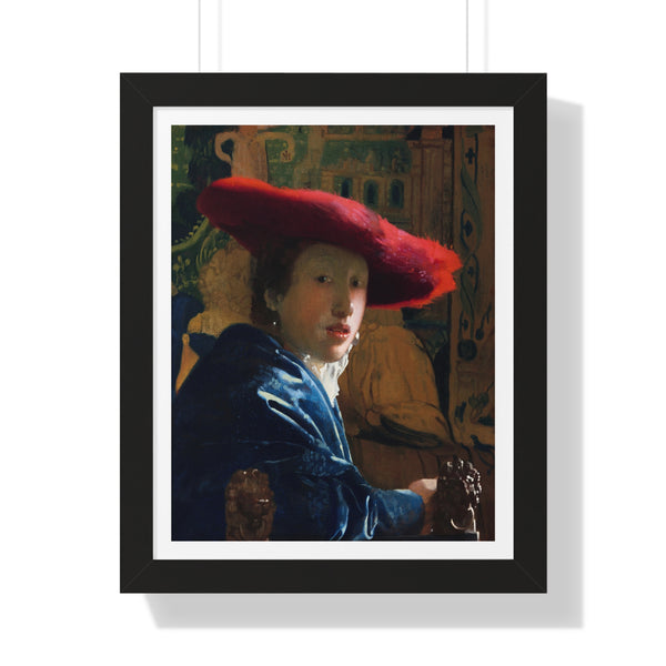 Girl with a Red Hat by Johannes Vermeer - Framed Print - Zapista