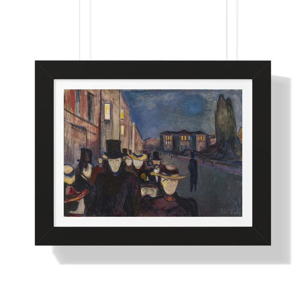 Evening on Karl Johan Street by Edvard Munch - Framed Print - Zapista