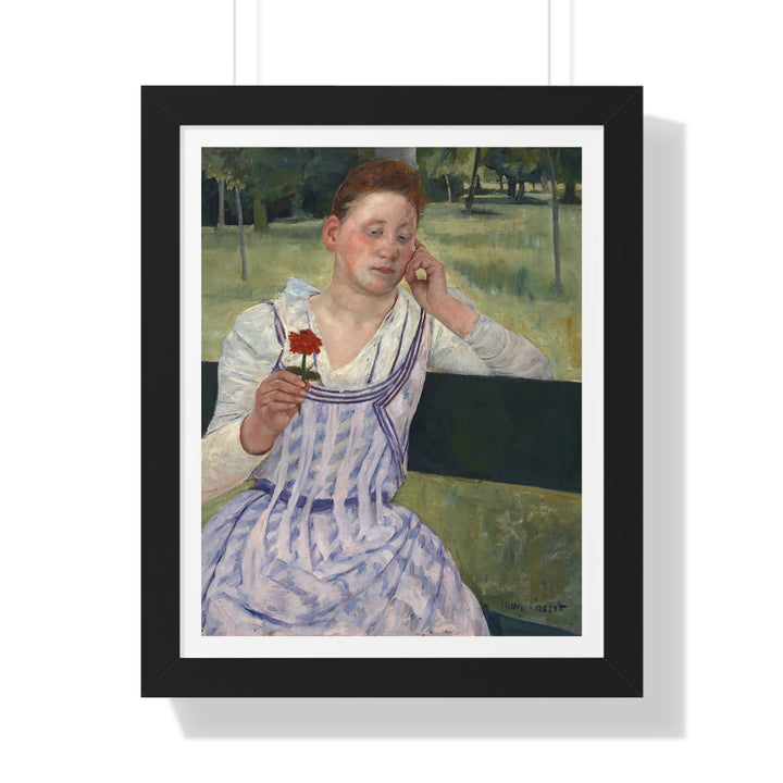 Woman with a Red Zinnia by Mary Cassatt - Framed Print - Zapista