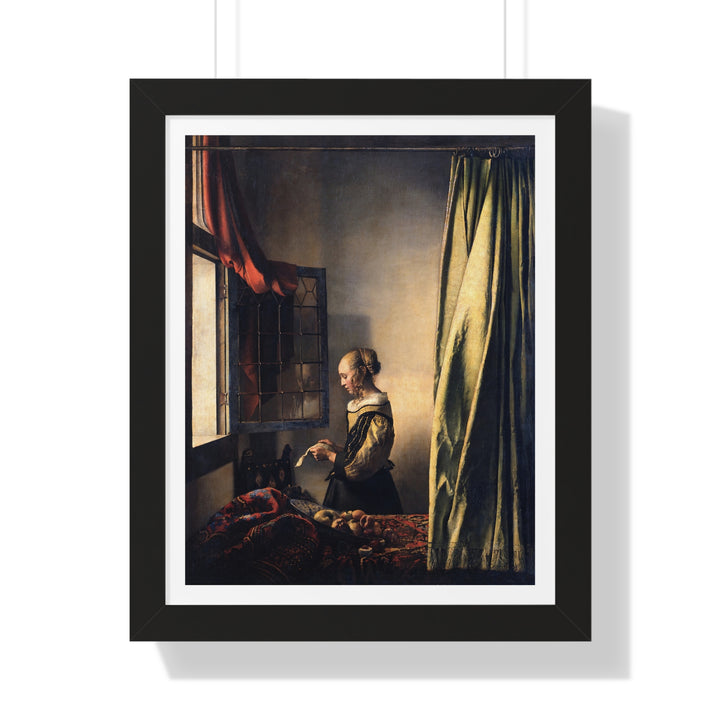 Girl Reading a Letter at an Open Window by Johannes Vermeer - Framed Print - Zapista