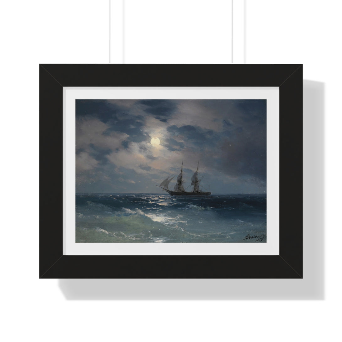 The Brig Mercury In Moonlight by Ivan Aivazovsky - Framed Print - Zapista