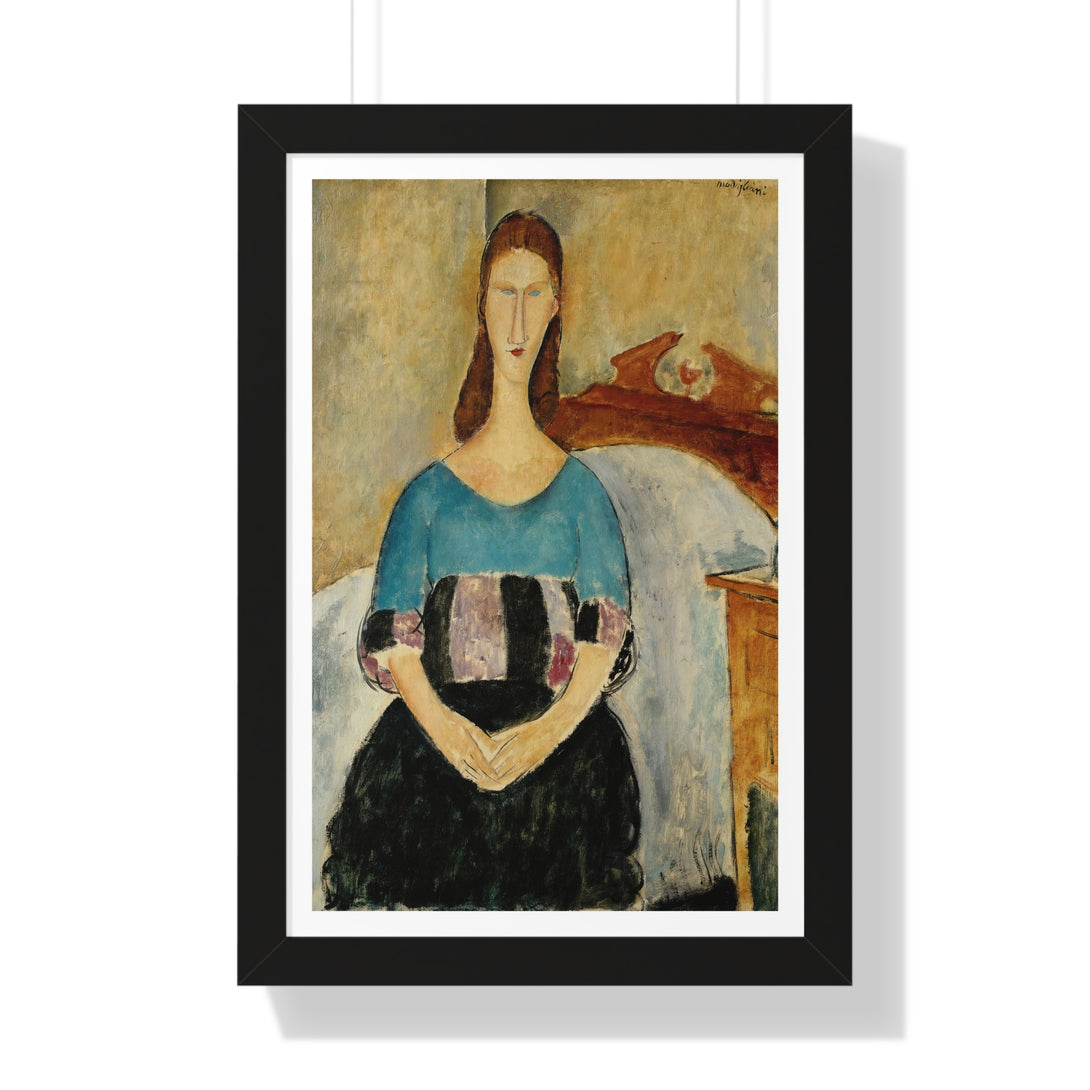 Portrait of Jeanne Hebuterne, Seated by Amedeo Modigliani - Framed Print - Zapista