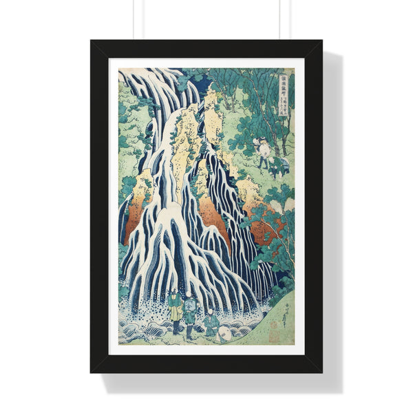 Falls of Kirifuri at Mt. Kurokami, Shimotsuke Province by Katsushika Hokusai - Framed Print - Zapista