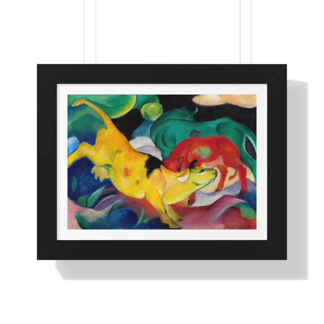 Cows, Red, Green, Yellow by Franz Marc - Framed Print - Zapista