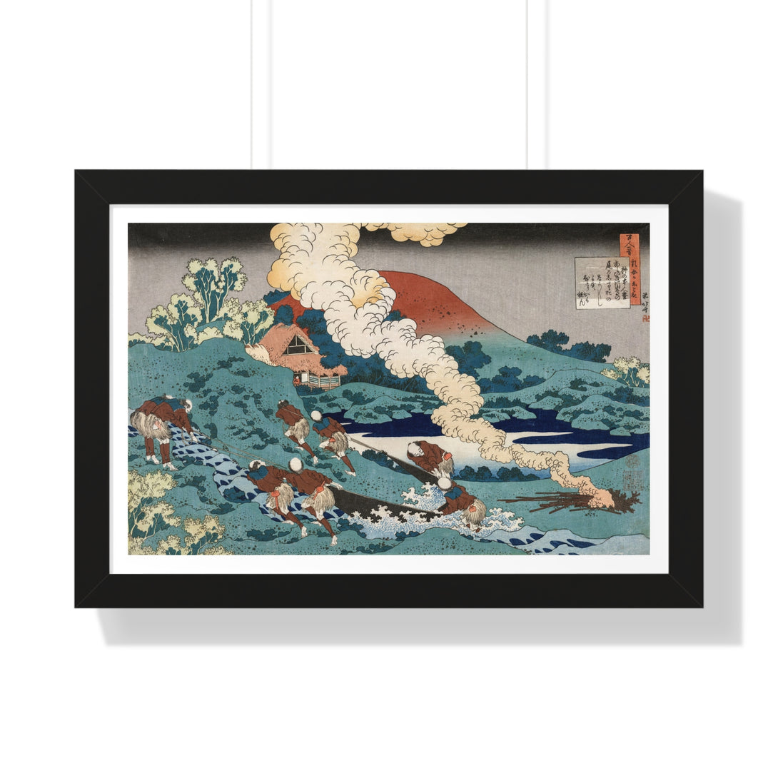 Poem by Kakinomoto no Hitomaro, from the series One Hundred Poems by One Hundred Poets Explained by an Old Nurse - Katsushika Hokusai - Framed Print - Zapista