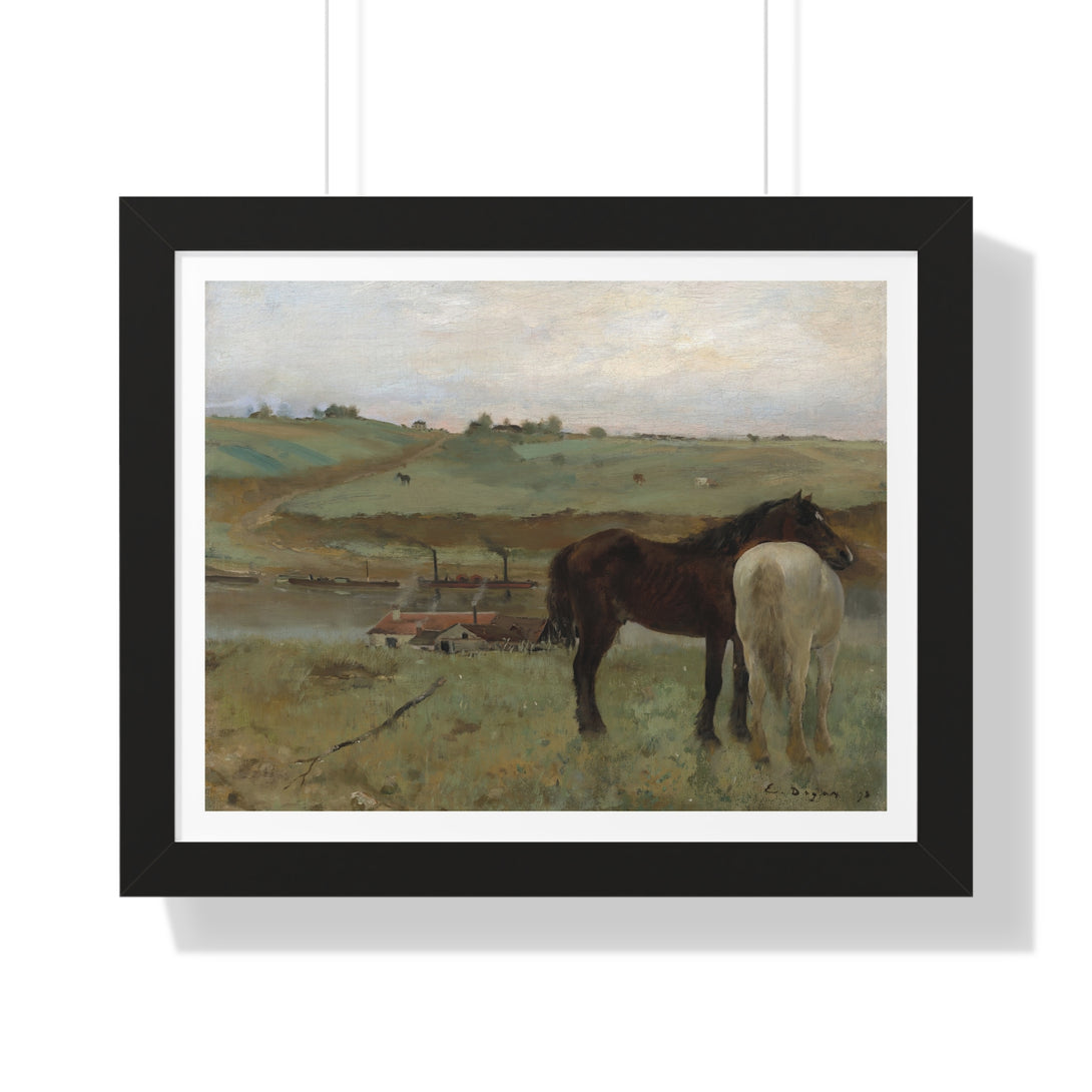 Horses in a Meadow by Edgar Degas - Framed Print - Zapista